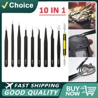 10pcs Stainless Steel Precision Antistatic Tweezers Set Repair Tools Professional Electronic Tweezers