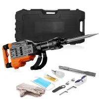 SucceBuy Demolition Jack Hammer 3500W Concrete Breaker 2pcs Chisel Gloves for Trenching 1900 BPM Heavy Duty Electric Jack Hammer