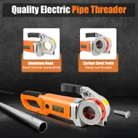 Electric Pipe Threader Kit 2300W Ratchet Pipe Threader Kit Portable Pipe Cutter with 6Dies Threading Die Heads and Carrying Case