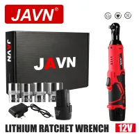 JAVN 12V Cordless Electric Wrench, 45NM 3/8'' Ratchet Wrench, Removal Screw Nut ,Car Repair Tools, Right Angle Wrench, Powe