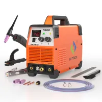 HITBOX 200A TIG Welding Machine 2 in 1 ARC Stick HF TIG Welder IGBT Digital Inverter Welder Tool for stainless steel mild steel