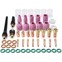 55pcs TIG Welding Torch Accessories Kit Stubby Alumina Nozzle Stubby Gas Lens for TIG WP-17/18/26 Welding Equipment