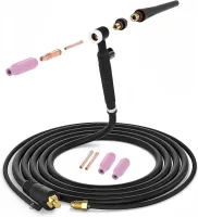 TIG Welding Torch 13FT Cable with Flexible Head WP-17FV Argon Air Cooled Lift TIG Torch 150Amp 10-25mm² Connector for  Lift TIG