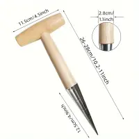 Stainless Steel Hand Dibber with Wood Handle for Seed Sowing Plant Transplanting Bulb Planting