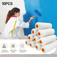 10PCS 100mm Mini White Durable Foam Paint Roller Sleeves Painting Decorating Sponge Rollers Art Sets Painting Supplies