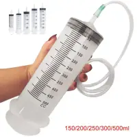 1pc 150ml-500ml Large Capacity Syringe Syringes Reusable Pump Measuring 1.3m Tube Feeding Ink Big Syringe Hydroponics Nutrient