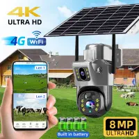 V380 Pro 4G Solar Camera Dual Lenses Outdoor 8MP 4K Low Power Battery IP Camera PIR Night Vision CCTV Security Protection
