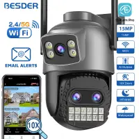 BESDER 15MP Wifi Camera PTZ Outdoor Dual Screen 10X Digital Zoom Human Detection 10MP Security IP Camera Surveillance O-Kam Pro