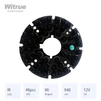 Witrue 940nm Infrared Board Invisible Light 48pcs IR LED 90 Degree for Surveillance CCTV Cameras Night Vision Accessories