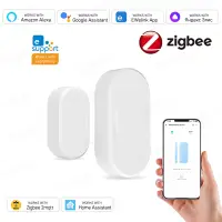 EWelink ZigBee Door And Window Magnetic Sensor Wireless Door Alarm Detector Smart Home Security Works With Zigbee2MQTT Alexa ZHA