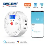 Tuya WiFi Smart Carbon Monoxide Detector Alarm 85dB Sound Warning LCD Digital Display Home Indoor CO Poisoning Siren