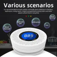 Security Protection Carbon Monoxide Detector CO Monitor Poisoning Alarm LCD Digital Display Home Indoor Real-Time Control