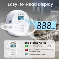 Independent Carbon Monoxide Detectors with LCD Digital Display and Sound Warning CO Alamm Sensor Operated for Home With UL2034