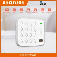 Staniot LoRa Version Wireless Touch Keypad 500m Transmission Distance Works with Secpanel 7 Pro Alarm Panel Support RFID Tags