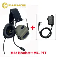 EARMOR M32 MOD4 Tactical Headset & U94 PTT Adapter Set Suitable for Baofeng Radio Communication Shooting Noise Clearance