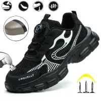 Summer button women's steel head safety shoes Smashing breathable upper Workshop factory women's work shoes