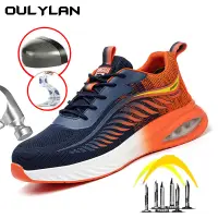 Summer Safety Shoes Men Lightweight Anti-smashing Anti-piercing Wear-resistant Flying Woven Breathable Deodorant Work Shoes