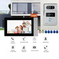 Wireelss Video Doorbell Intercom with 2 Unit 7 inch Touch Monitor System(Wired),1080P Video Entry Doorphone Door Camera,TUYA WiF