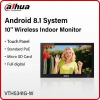 Dahua VTH5341G-W 10'' Android WiFi Indoor Monitor SIP PoE Smart Home Security Touch Screen Two-way Voice Call For VTO IP Camera