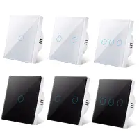 European AC100-240V Tempered Black White Crystal Glass Touch Switch Panel Wall Light Sensor Button 1/2/3 Gang 10A Interrupt