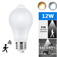 PIR Motion Sensor LED Light Bulb 12W E27 Smart Bulb Motion Activated ON/OFF Home Lights Lamp with Motion Sensor for Home Stair
