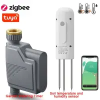 Tuya Zigbee Smart Water Valve Controller Sprinkler Drip Irrigation System and Tuya Zigbee Soil Moisture and Temperature Sensor