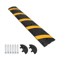 Speed Bump, 84'' Rubber Speed Bumps, 2 Channel Modular Speed Hump, Cable Ramps Hose Protector Ramps With 2 End Caps