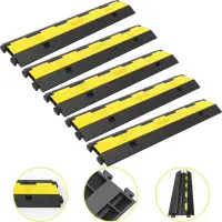 Cable Protector Ramp, 5 Packs 2 Channels Speed Bump Hump, Rubber Modular Speed Bump Rated 11000 LBS Load Capacity