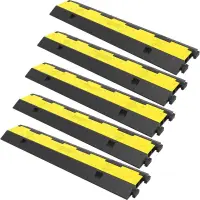 Cable Protector Ramp, 5 Packs 2 Channels Speed Bump Hump, Rubber Modular Speed Bump Rated 11000 LBS Load Capacity, Protective