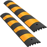 2-Pack 6ft Heavy Duty Rubber Cable Protector Speed Bump Ramp for Driveways Gravel Roads Asphalt Concrete