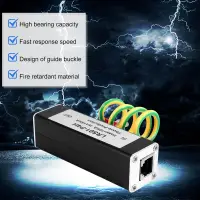 FULL-Telephone Fax Surge Protector Thunder Arrestor RJ11 Kl01-P4H Black RJ11 ADSL