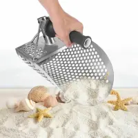 Stainless Beach Sand Scoop Metal Detecting with Handle Tool Fast Sifting Metal Detector Treasure Hunting Shovel Tool