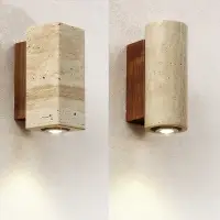 Japan Wabi Sabi Yellow Marble Wall Lamp Bedroom Living Dining Room Led Bedside Wall Light Travertine Stair Corridor Decor Sconce
