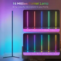 Smart 155CM LED Corner Lamp with App and Remote Control, 16 Million Colors  Music Sync Timer Setting - Ideal for Living Rooms