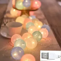 10/20/40 LED Cotton USB Balls String Christmas Fairy Lights Novelty Lamp Chain for Home Outdoor Garland Wedding Party Decoration