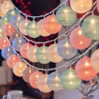 Battery Box LED Cotton Thread Ball Festoon Light String Garden Summer Camping Party Decor Garland Lamp Wedding Outdoor Balcony