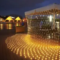 Outdoor Garden Summer Decor Festoon Net Mesh LED String Light Fairy Garland Lamp Wedding Party Courtyard Wall Hanging Lights