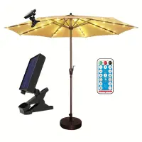 Solar Patio Umbrella Lights 8 Modes String Lights with Clip Waterproof Light for Outdoor Lighting Deck Garden Party Decoration