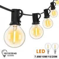 G40 Indoor Outdoor String Light E12 Socket EU plug 220V Connectable Dimmable Vintage Fairy Light Chain For Backyard Patio Decor