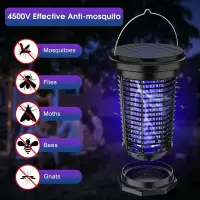 Solar Bug Zapper for Outdoor, USB Rechargeable Bug Zapper with 5.5W Solar Power, 4500V Mosquito Killer Lamp,Garden,Camping
