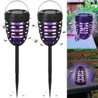 2PCS Upgraded Solar Bug Zapper - Outdoor Mosquito Killer Lamp, Patio Garden Pathway Pest Control