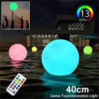 1pcs 40cm RGB Floating Pool Light 16in 13 Colors Glowing Decorative Beach Ball For Outdoor Swimming Pool Pool Sports Equipment