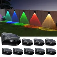 Solar Fence Lights Outdoor Waterproof Dusk to Dawn Deck Lights with Warm White RGB Modes Outdoor Wall Light for Backyard Patio