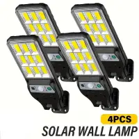 4PCS Solar Wall Light with Motion Sensor 108COB Outdoor 3 Modes for Terrace Garden Fence Pavilion and Terrace