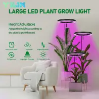16cm/6.3inch Ring LED Plant Grow Light Full Spectrum Growing Lamp Adjustable Height Auto On/Off Timer For Indoor Plants