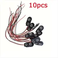 10pcs 9V Battery Clips Black Red 2Wired Cable Connection Connector Buckle 9 Volt Battery Clip Connector Battery Holder