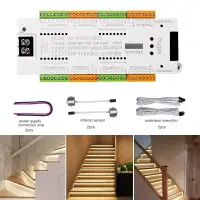 V2 Stair LED Light Controller DC 12V 24V 32 Channels Indoor Stairs PIR Sensor Dimmer Controller For Stairway Staircase Lighting