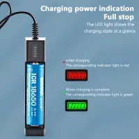 1 Slot Charger Rechargeable Lithium Battery for 16340 14500 18650 26650 3.7V Lithium Battery USB Fast Charge