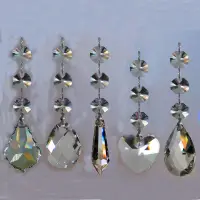 25pcs Crystal Chandelier Parts Crystal Glass Lamp Prisms K9 Glass Suncatcher Prism Hanging Drop Pendants DIY Pendant