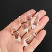 Muy Bien 5PCS Icicle Crystal Prism Chandelier Crystal Pendant Suncatcher Glass Pointed Drop Faceted Beads for DIY Jewelry Making
